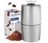 Bomann Moulin à café électrique | Pour 60 g en grains | Degré de mouture variable | Moulin électrique 150 W | Lame en acier inoxydable | Accessoire pour machine expresso moka |