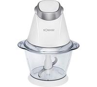 Bomann, MZ 449 CB, Hachoir avec fonction broyeur à glace, 1 L, 250 W, récipient de mélange de 1 litre et d'un couteau amovible en acier inoxydable, Blanc