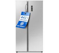 Bomann omann SBS 7344 Stand Side-by-Side Kombination, 90 cm breit, 442 L, Total NoFrost, Schnellkühlfunktion, Schnellgefrierfunktion, Energiesparmodus, Auto-Funktion, Edelstahloptik