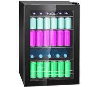 Bomann, Réfrigérateur pour Boissons 115L Noir KSG7290-Noir, Éclairage LED, Contrôle de Température +3°C à +18°C, 4 Étagères Câblées, avec Porte Double Vitrage, Idéal pour Sodas et Bières