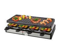 Bomann RG 6039 CB Raclette pour 8 personnes avec grande plaque de cuisson antiadhésive 42 x 21 cm et 8 poêlons + spatule en bois 1400 W