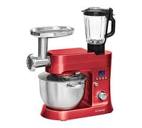 Bomann Robot Pâtissier Multifonction 1200 W KM 1395 CB, Rouge | écran LCD, 10 niveaux de vitesse, fonction hachoir et pâtes, bol XXL, accessoires inclus