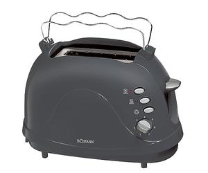 Bomann, TA246CB-gris, Grille Pain, Toaster automatique, Grille-pain à 2 tranches-600/700 W, décongélation, toaster et réchauffage, tiroir ramasse-miettes amovible, Gris