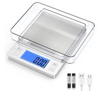 BOMATA 0.01g Small Digital Gram Scale, USB Rechargeable, Upgraded 1kg Jewelry Scale with Larger Display and Hold Function, High Precision, Grams and oz for Herb, Coin, Powder, Gold, Yeast, Kitchen