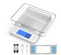 BOMATA Upgraded Small Food Scale, 0.1 g/0.001 oz High Precision, 3000 g/6.6 lb, with New Hold Function and Larger Display, USB Rechargeable, Digital Kitchen Scale for Small Item, Jewelry. Sliver