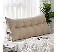 BOMATY Grand traversin triangulaire pour tête de lit, coussins longs en lin pour canapé, repos de lit, coussin cale pour lire, se détendre, regarder la télévision