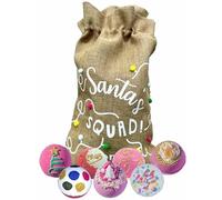 Bomb Cosmetics Santa Squad Coffret cadeau de Noël - 7 bombes de bain festives dans un sac en toile de jute réutilisable, relaxation et soins personnels