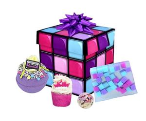 Bomb Cosmetics State of Mind Retro 80s Coffret cadeau bain et corps - Collection 4 pièces avec pistolet de bain, mauve, crème et savon aux huiles essentielles