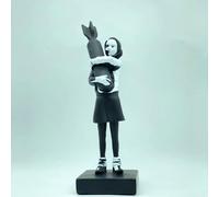 Bomb Girl - Sculpture Banksy Bomb Hugger Girl Statue Art Résine Design Ornements Artisanat Anti-Guerre Décoration De Bureau Bureau Décoration De Maison Salon Bibliothèque Collection Artisanat(2)