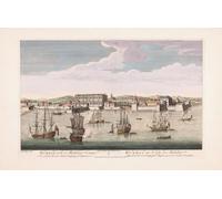 Bombay et la côte de Malabar en 1754. Aujourd'hui Mumbai Inde. Après une impression publiée par Robert Sayer 1754 à partir d'un dessin de Jan van Ryne. Poster imprimé par Ken Welsh (19 x 12)