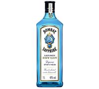 Bombay Sapphire Premium Distilled London Dry Gin, Infusé à la Vapeur avec 10 Plantes Exotiques Sélectionnées à la Main, 40 % vol., 100 cl/1 L