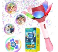 Bombble Jouet à Bulles électrique, Machine à Bulles de Fleur de Lotus pour Enfants, Plus de 10 000 Bulles/Min avec Solution à Bulles de 120 ML/AKK/LED pour l'extérieur/fête/Mariage, Machine à Bulles