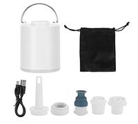 Bombe à air Portable Double Usage, Pompe électrique compacte Blanche 13.5W avec Lampe Camping intégrée - gonflage Rapide, éclairage LED Ajustable, idéale pour Matelas et Sorties