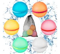 Bombe a eau Réutilisables, 6 Pcs Ballons Bombes d'eau à Fermeture Automatique et Remplissage Rapide et 1 sac en filet, Jeux d'eau Exterieur pour Enfants Adultes pour les combats d'ea