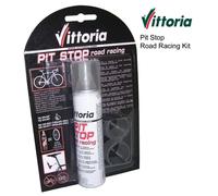 Bombe anti-crevaison vélo route raccord directe + clips Vittoria Pit Stop 75 ml Blanc