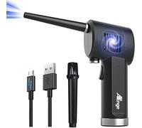 Bombe d'air Comprimé, Dépoussiérant Puissants électrique,Plumeau à air électrique 33000 tr/min, avec câble USB et brosse de nettoyage, pour ordinateur, clavier,voiture, maison pour animaux domestiques