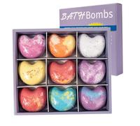 Bombe de bain Ensemble 9 pcs bombes de bain en forme coeur avec huile essentielle kit bombe créative bombes naturelles bubble exquise for women girls skin hydrate, kit