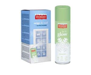 Bombe de neige phosphorescente 150 ml avec pochoirs de Noël - Fluos - Taille Unique
