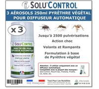 Bombe pour diffuseur avec pyrèthre végétal - 3 Aérosols de 250ml