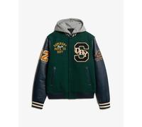 Superdry Veste bomber College – à capuche, avec écusson – Vert L Homme