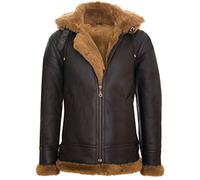Bomber à Capuche Volant en Peau de Mouton en Cuir Marron Gingembre pour Homme B3 Aviator Pilot Veste 2XL