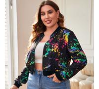 Bomber à imprimé encre d'éclaboussure 0XL,1XL,2XL,3XL,4XL,5XLgraphiqueÉtoffe