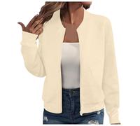 Bomber Femme en Jacquard Léger - Style Baseball Vintage à Coupe Ajustée - Veste Polyvalente Confortable pour Tous Les Jours, Tendance Printemps/Automne Taille S à 2XL