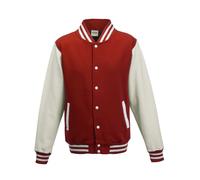 AWDis Varsity Jacket, Sweat-Shirt Homme, Multicoloured (Fire Red/White), M