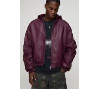 Bomber oversize à capuche en jersey texturé homme - bordeaux - M, bordeaux