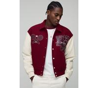 Bomber universitaire oversize à écusson tennis - MAN homme - bordeaux - M, bordeaux