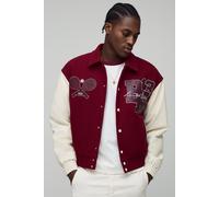 Bomber universitaire oversize à écusson tennis - MAN homme - bordeaux - XL, bordeaux