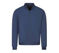 Bomber zippé bleu uni avec une coupe oversize et un col rond 3