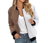Bombers Femme Court, Veste Printemps Femme, Blouson Court Décontracté Bomber À Manches Longues Veste d'aviateur avec Poches Légère Blouson Grande Taille Veste De Baseball Veste De Survêtement