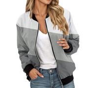 Bombers Femme Mi Saison, Veste Femme Mi-Saison, Blouson Court Décontracté Bomber À Manches Longues Veste d'aviateur avec Poches Légère Bomber Femme Chic Veste De Baseball Basic Bomber Jacket