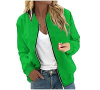 Bombers Femme,Veste De Baseball LéGèRe Et DéContractéE Manches Longues Fermeture éClair VêTement D'ExtéRieur Confortable Coupe Ample Manteau Uni éLéGant pour Le Printemps Et L'Automne Usage