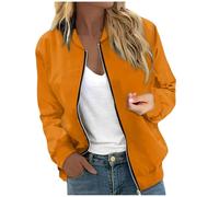 Bombers Femme,Veste De Baseball LéGèRe Et DéContractéE Manches Longues Fermeture éClair VêTement D'ExtéRieur Confortable Coupe Ample Manteau Uni éLéGant pour Le Printemps Et L'Automne Usage