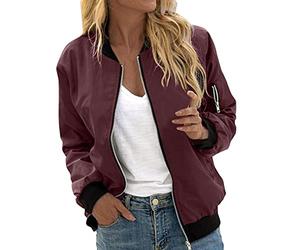 Bombers Femmes Veste Femme Printemps Legere Ete Cuir Chic Et Elegant Blouson Bomber Manches Longues Zippée Mi Saison Matelassée Fleurie Longue Sport Bolero De Moto Saharienne Parka,A-Rouge,M