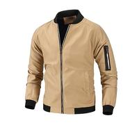 Bombers Homme,Blouson Aviateur Pour Homme Manteau De Baseball Léger Veste Utilitaire De Couleur Unie Vintage Veste De Transition De Sport Décontractée Pour Homme Blouson Aviateur Classique,Kaki,Xx