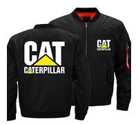 Bombers Homme de Fermeture Éclair Ca.ter-Pillar, Flying Pilote Veste avec Col Montant, Manteaux Épais Unisexe pour Outdoor Décontracté-Black||M