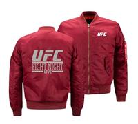 Bombers Homme de Fermeture Éclair U. F. C, Veste Coupe Vent en Polaire avec Poches, Bomber Manteaux pour L'automne et L'hiver, Blouson(Red,5XL)