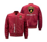 Bombers Homme Lam -bo.RGhi. ni, Veste Bomber Doublé Polaire avec Poches, Jacket Manches Longues pour Printemps Automne, Saison(Red,5XL)