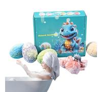 Bombes de bain aux œufs de dinosaure - Ensemble surprise pétillant de 6 pièces, jouet caché à l'intérieur de chaque sphère, formule hydratante douce, couleurs arc-en- vibrantes, expérience de jeu
