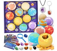 Bombes de bain avec jouets à l'intérieur, 10 pièces/ensemble 60 g, bombes de douche à ingrédients naturels, boules bain planète avec jouet caché l'intérieur pour garçons et filles