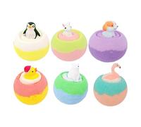 Bombes de bain naturelles, 6 comprimés de douche avec parfum longue durée - Bombe de bain naturelle faite à la main avec figurine d'animal à l'intérieur - Pour relaxation, spa, été, selfcare