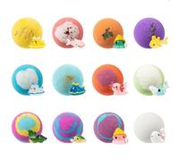 Bombes de bain pour avec à l'intérieur - Lot de 12 boules de carbonate naturelles faites à la main, bombes de bain surprise dinosaures, animaux et océaniques, ensemble cadeau de bain