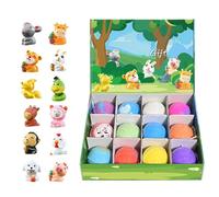 Bombes de bain pour avec à l'intérieur - Lot de 12 boules de carbonate naturelles faites à la main, bombes de bain surprise dinosaures, animaux et océaniques, ensemble cadeau de bain