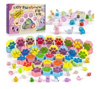 Bombes de bain pour enfants avec surprise à l'intérieur, lot de 40 grands nombres de bombes de bain en forme de patte pour enfants, ensemble cadeau naturel bio pour enfants filles et garçons avec
