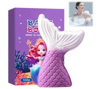 Bombes de bain pour enfants, Bain moussant coloré naturel et biologique pour enfants, 100g Boule de bain-en forme de sirène, Ami des Végétaux, Cadeau parfait pour garçons et filles