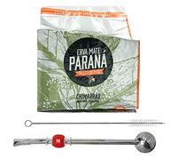 Bombilla Kit: Yerba maté Parana Brazilian Chimarrão 0.5 kg + Bombilla Rouge + brosse de nettoyage! Bombilla est 17,5 cm de long en Acier Inoxydable, pour boire du maté. Boisson énergisante et tonique!
