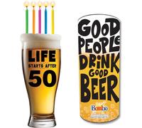 Bombo Chope de bière Life Starts After 50 pour fête d'anniversaire